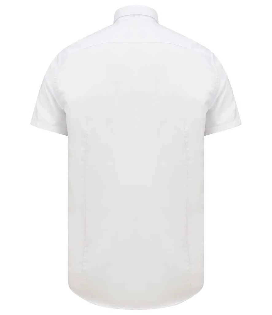 Henbury Modern Short Sleeve Slim Fit Oxford Shirt