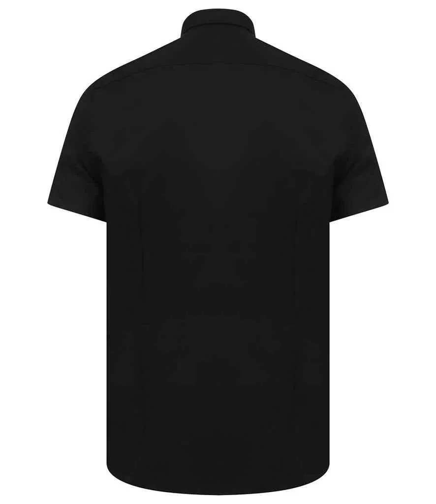 Henbury Modern Short Sleeve Slim Fit Oxford Shirt