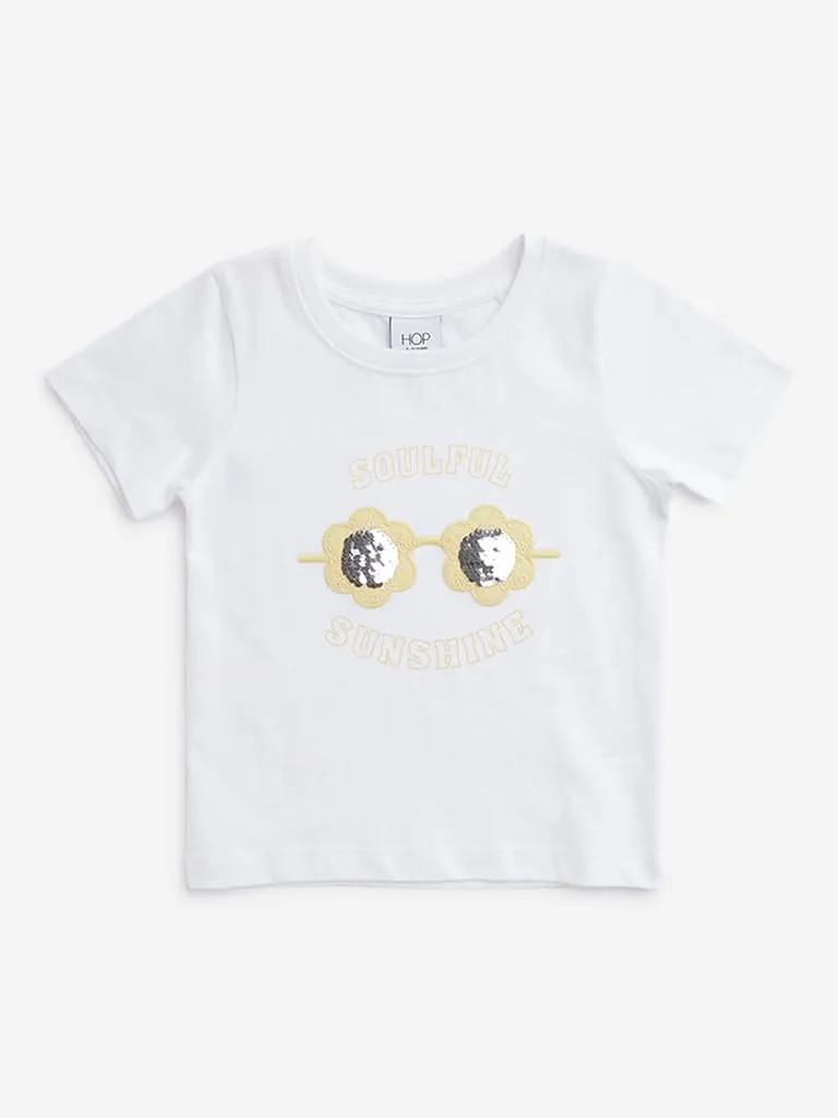 HOP Kids Off-White Printed T-Shirt