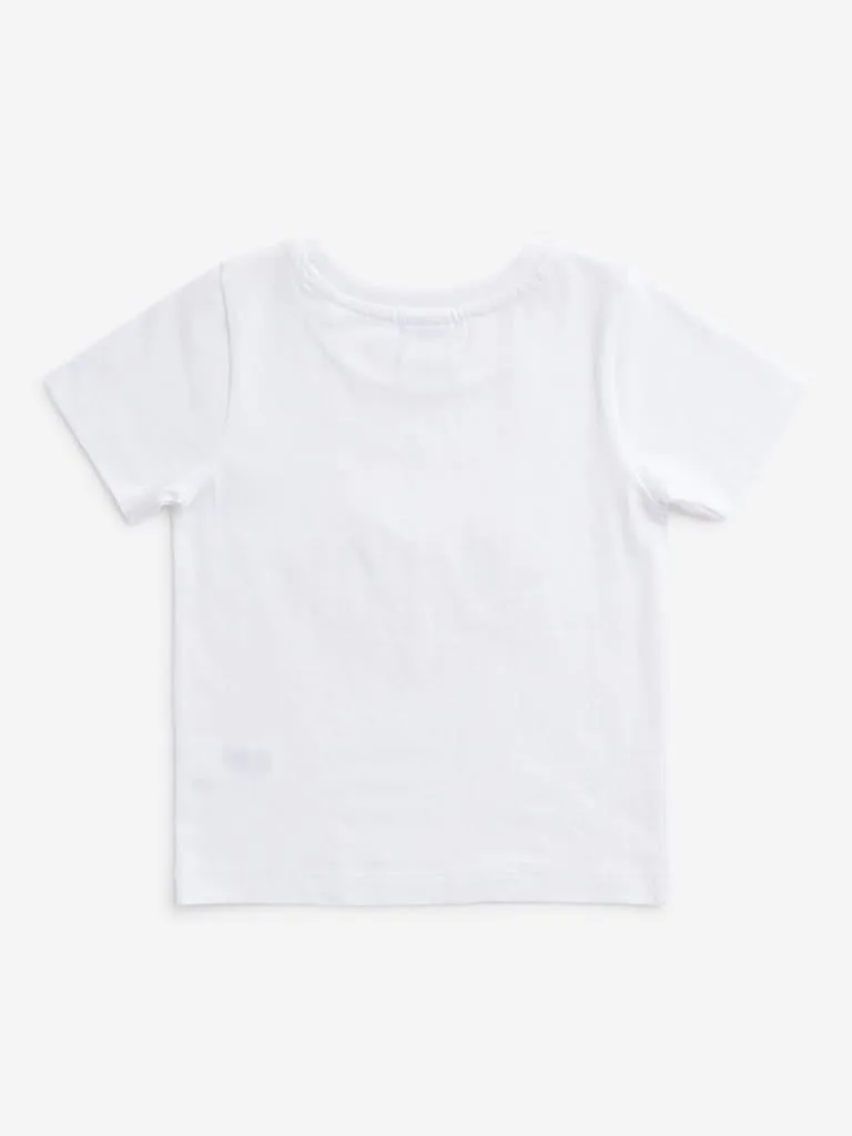 HOP Kids Off-White Printed T-Shirt