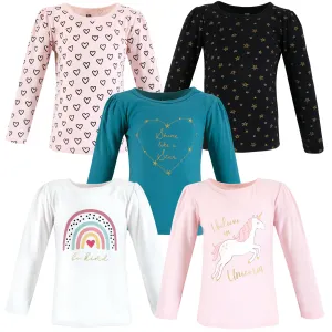 Hudson Baby Long Sleeve T-Shirts, Unicorn Rainbow