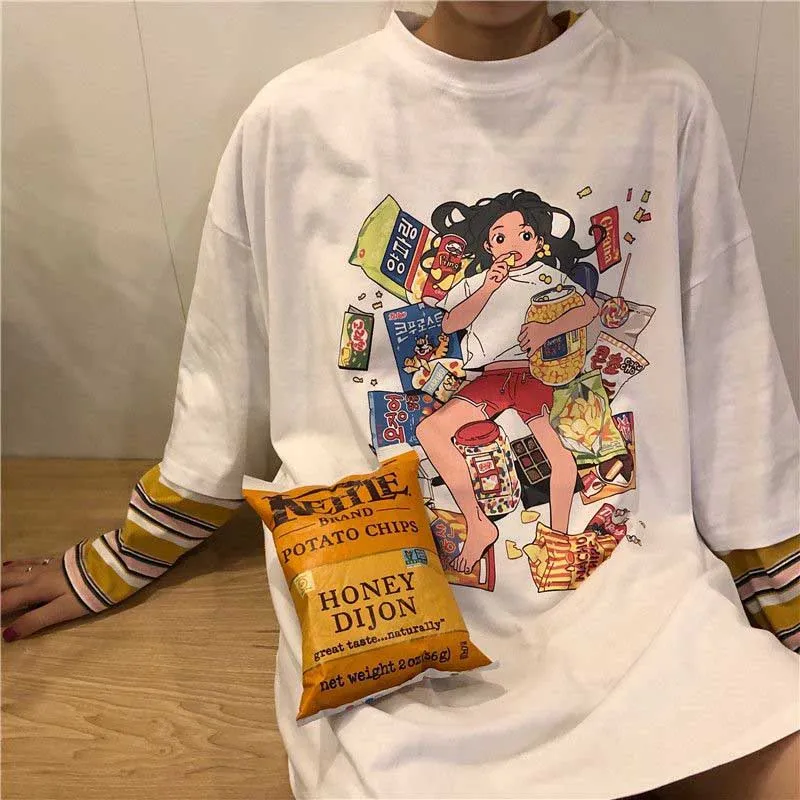Kawaii Anime Girl Print T-Shirt
