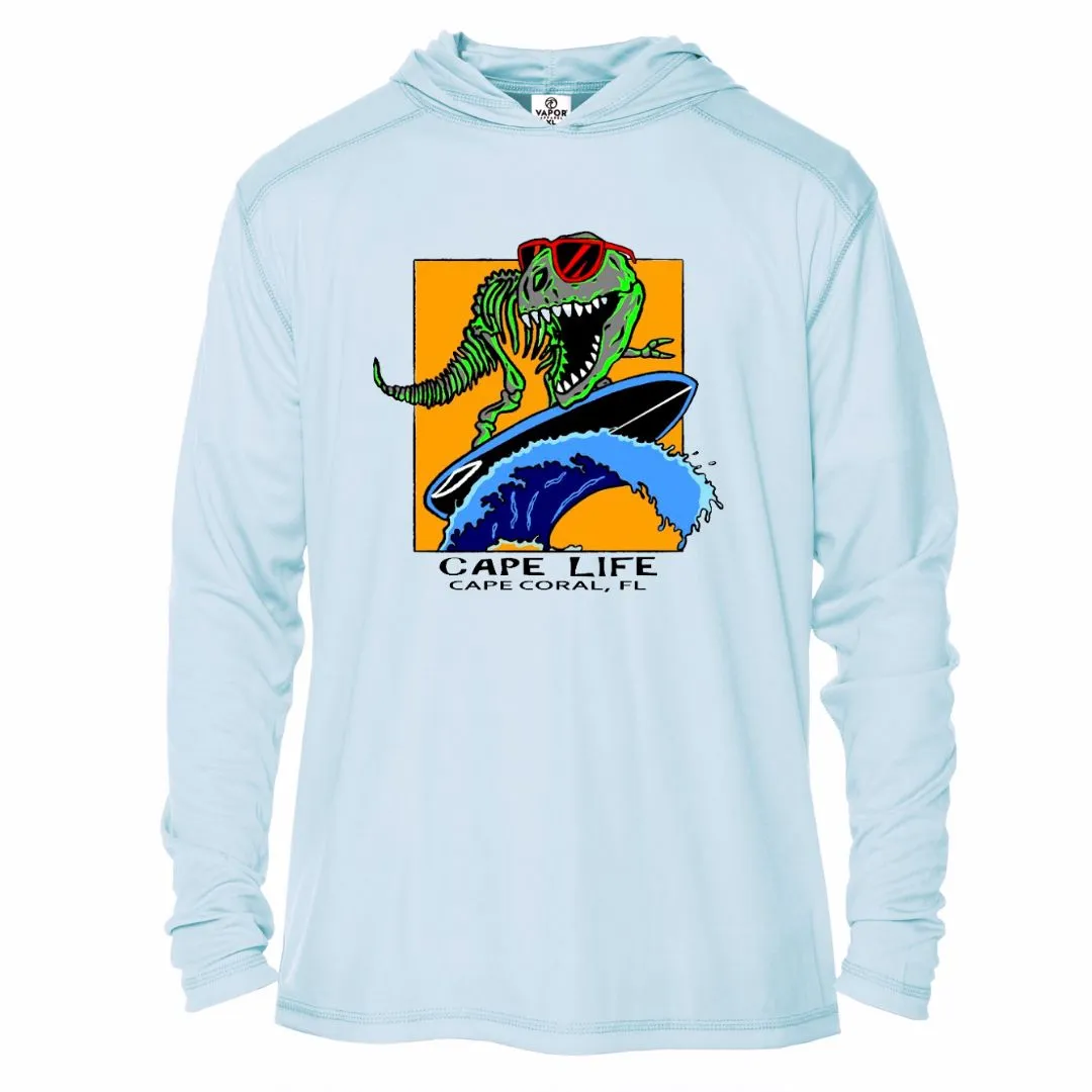 Kids Dinosaur Surfer Sun Shirt - UPF50 Sun Protection Beach Shirt