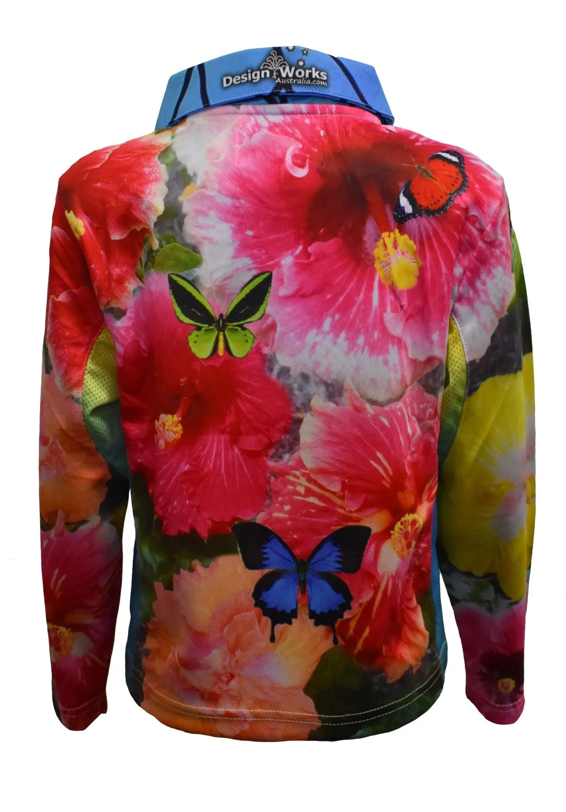 Kids Long Sleeve Tropical Sun Shirts - Butterfly Garden