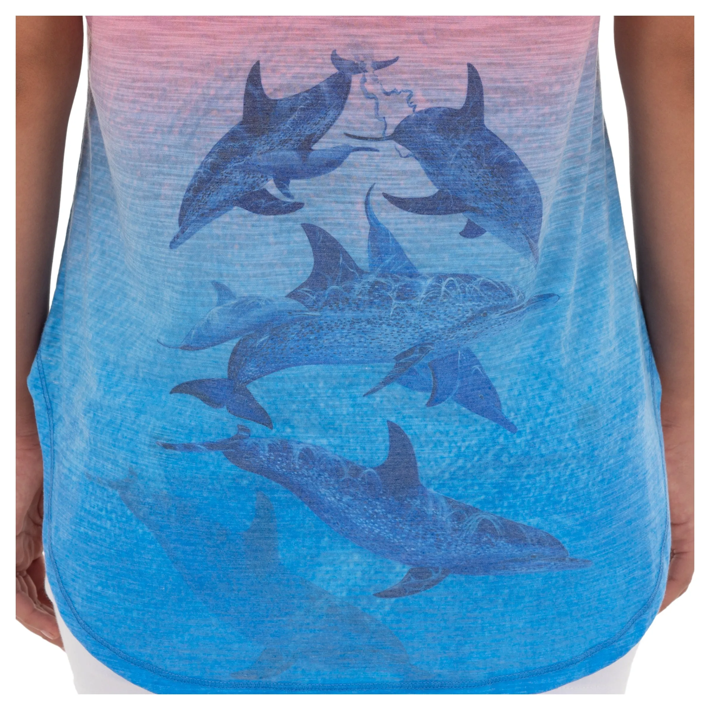 Ladies Dolphin Time Short Sleeve Pink Slub Tee