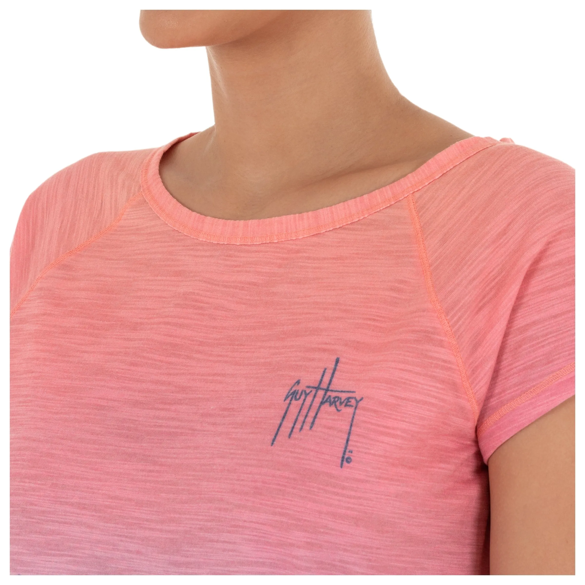 Ladies Dolphin Time Short Sleeve Pink Slub Tee