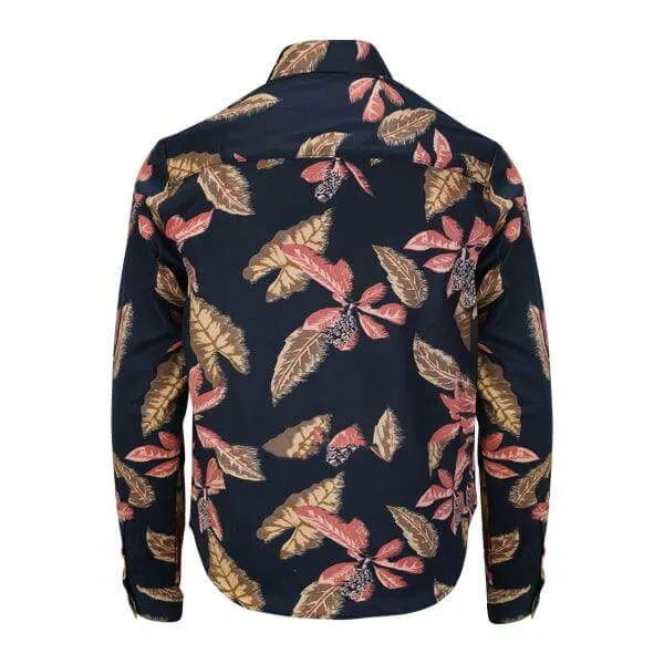 LEAF PRINT POLISH FABRIC LONG SLEEVE SHIRT FOR BOYS