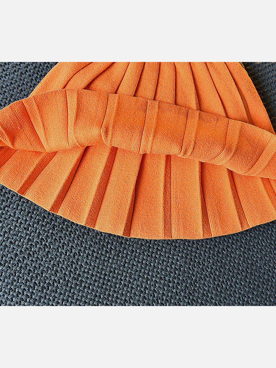 Little Surprise Box Orange Ruffled Shoulder 2 pcs Sweatshirt & Skirt Winterwear set for Girls
