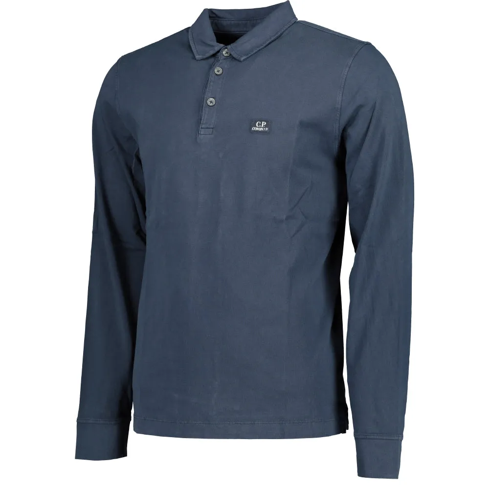 Long Sleeve Logo Patch Polo Shirt