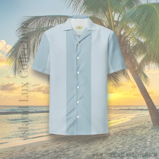 Mako Blue & Gray Button Down Camp Shirt