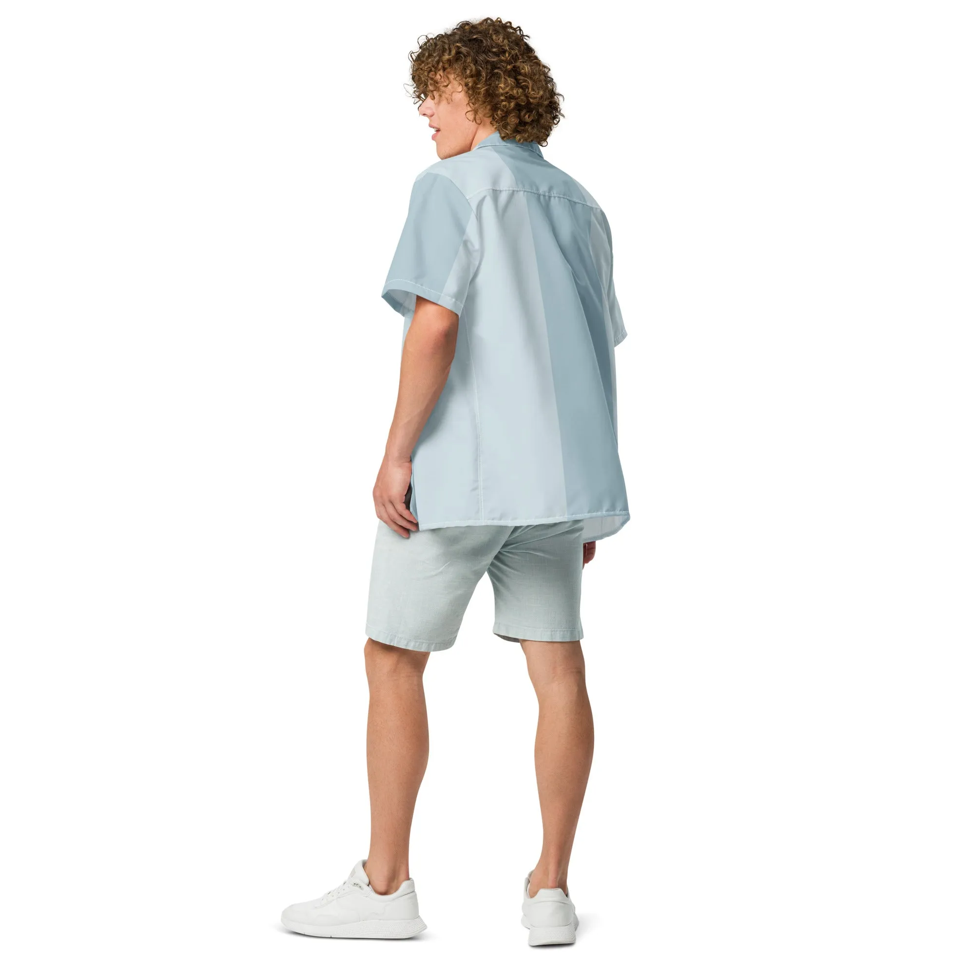 Mako Blue & Gray Button Down Camp Shirt