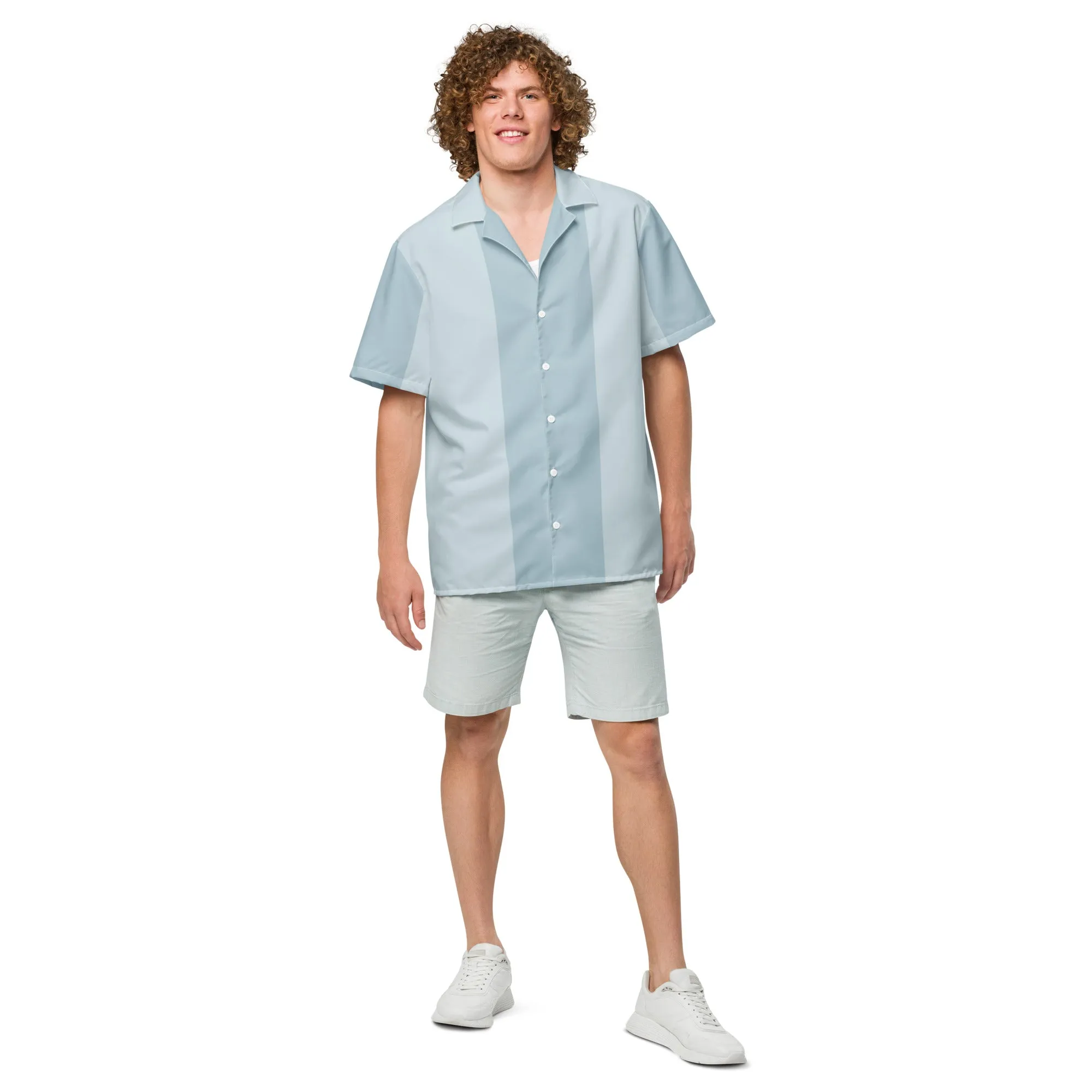 Mako Blue & Gray Button Down Camp Shirt