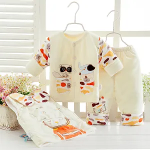 New 2016 Newborn Baby Boys and Girls Clothing Set The Winter Clothes For Infant Padded Bodysuits 3 Pcs Set Warm Outerwear
