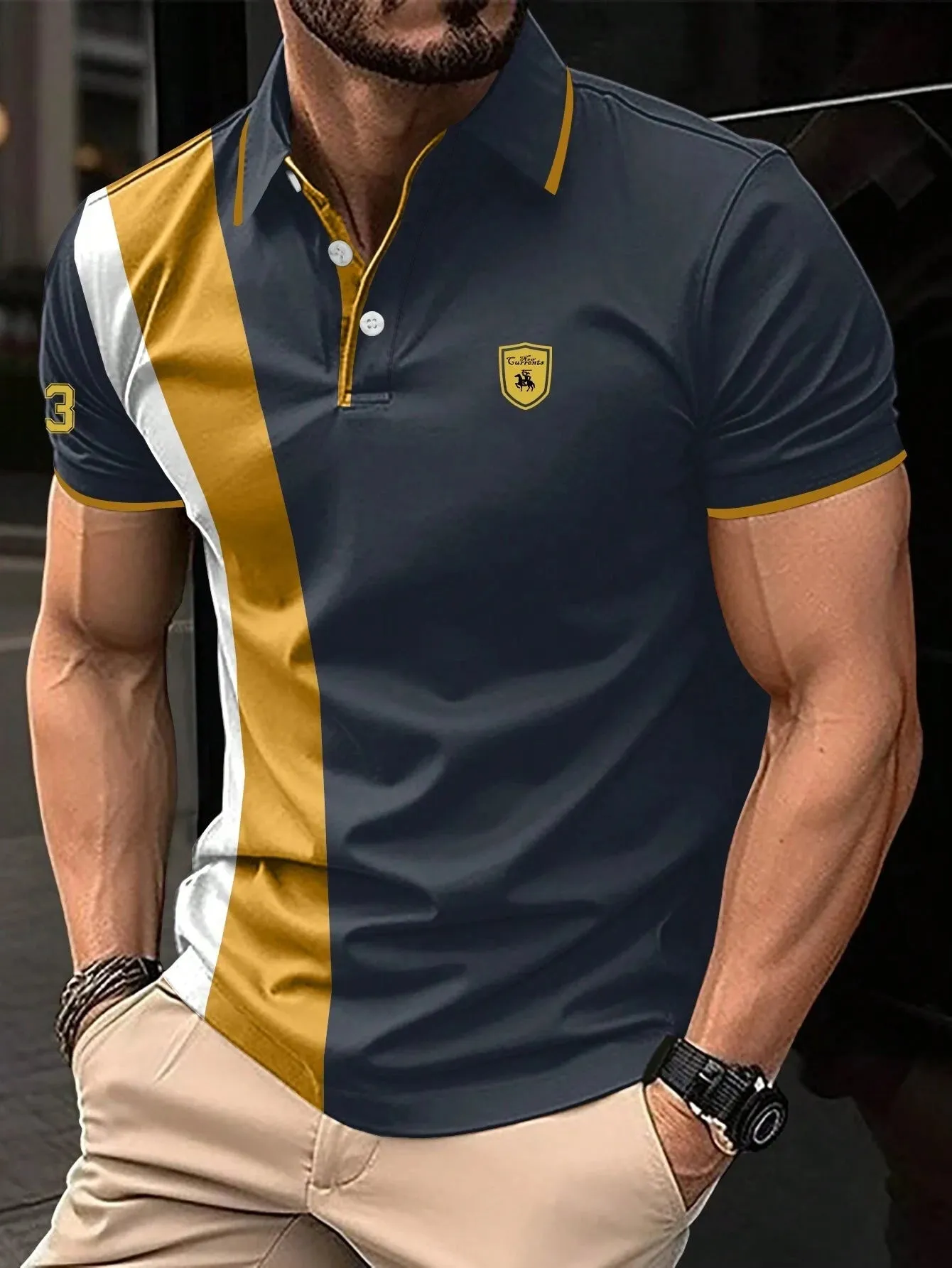 New High-Quality Men's Polo Shirt Summer Fashion Business Men's Button Lapel Tee Commuting Versatile Solid Colour Men's Top