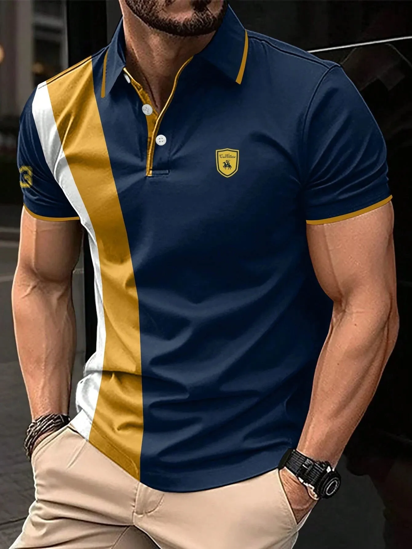 New High-Quality Men's Polo Shirt Summer Fashion Business Men's Button Lapel Tee Commuting Versatile Solid Colour Men's Top