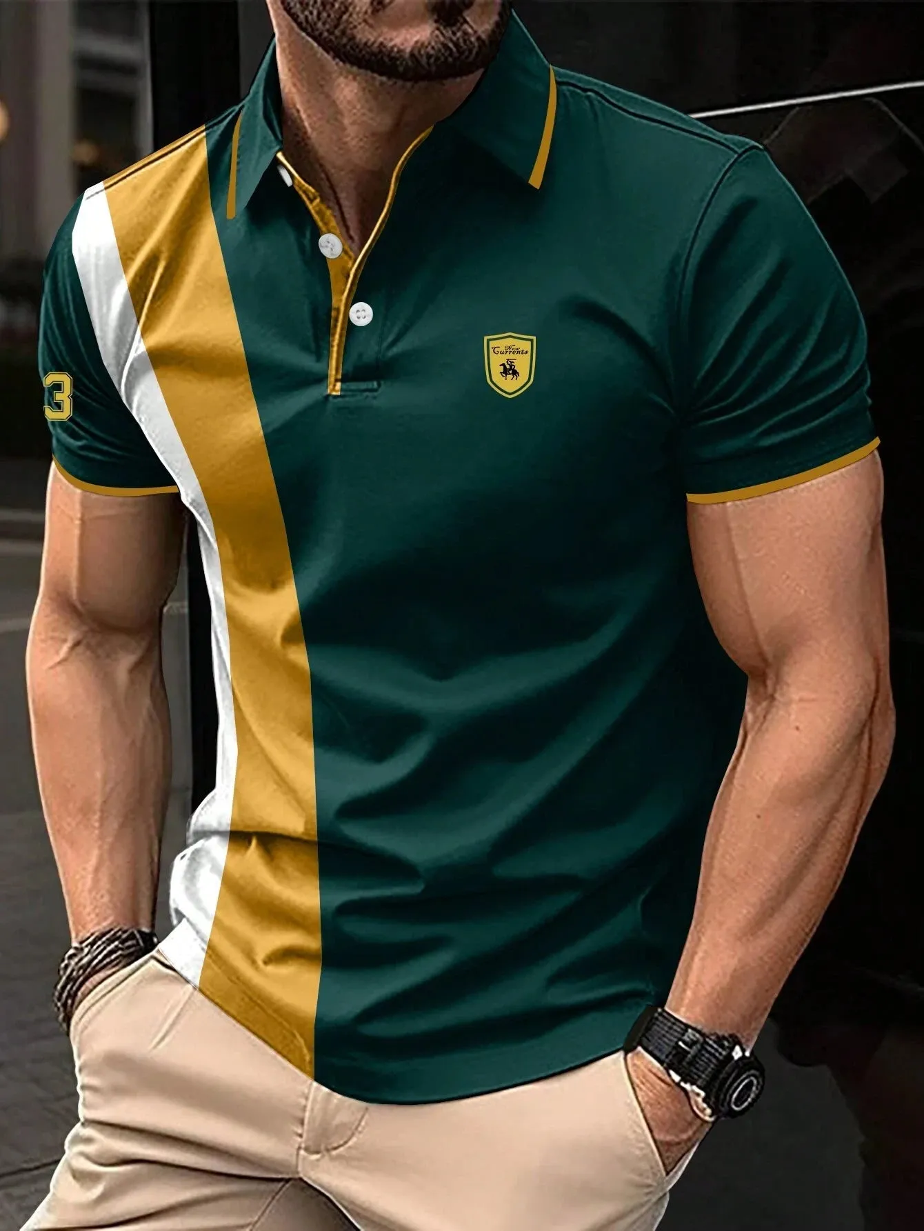 New High-Quality Men's Polo Shirt Summer Fashion Business Men's Button Lapel Tee Commuting Versatile Solid Colour Men's Top