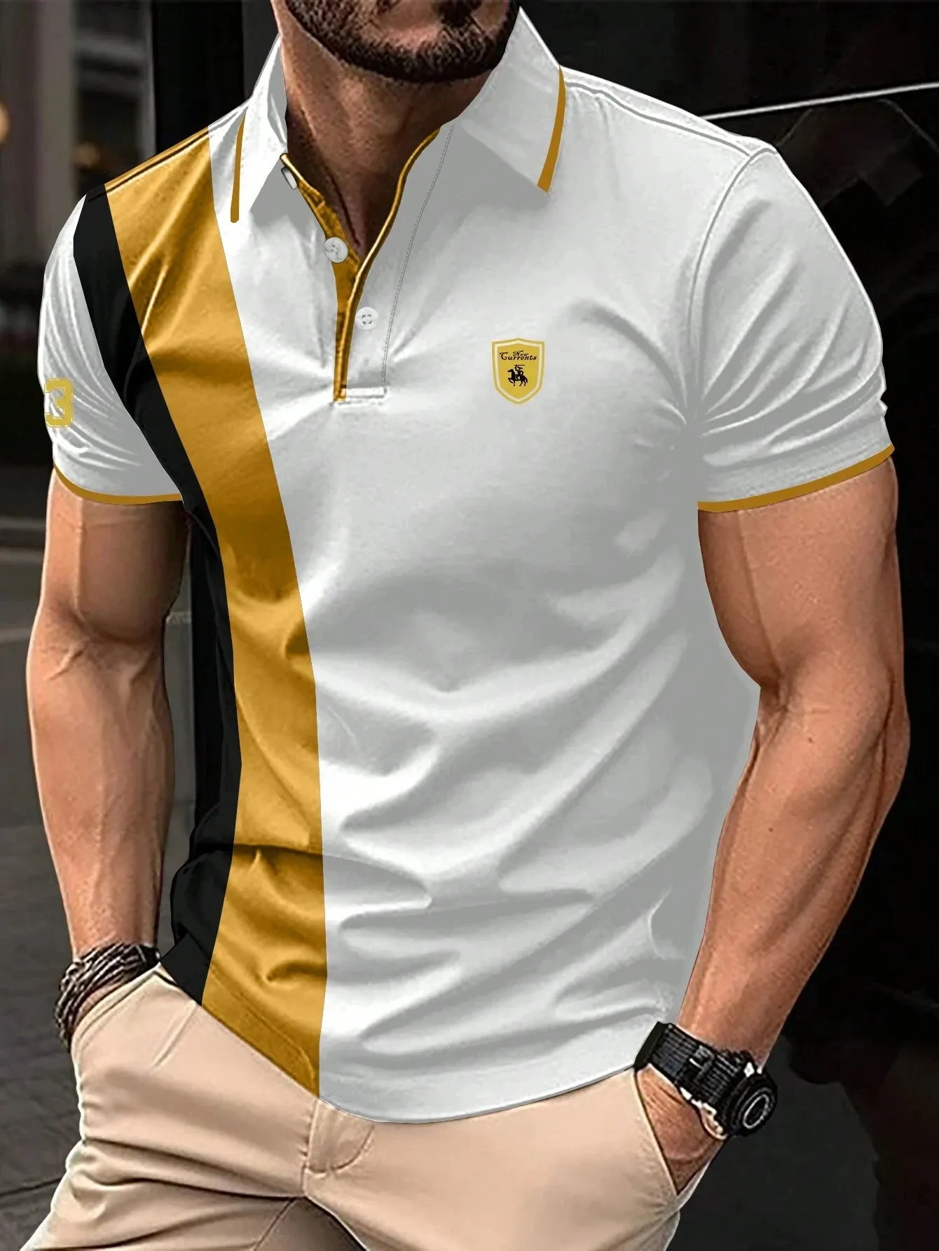 New High-Quality Men's Polo Shirt Summer Fashion Business Men's Button Lapel Tee Commuting Versatile Solid Colour Men's Top