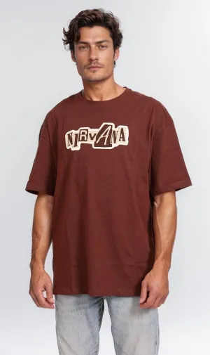O203127 - Nirvana Band Graphic T-Shirt  Brown