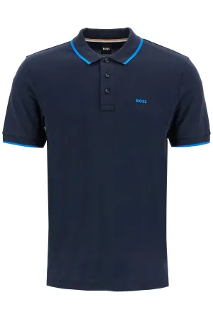 "contrast trim parlay polo shirt 50494697 DARK BLUE