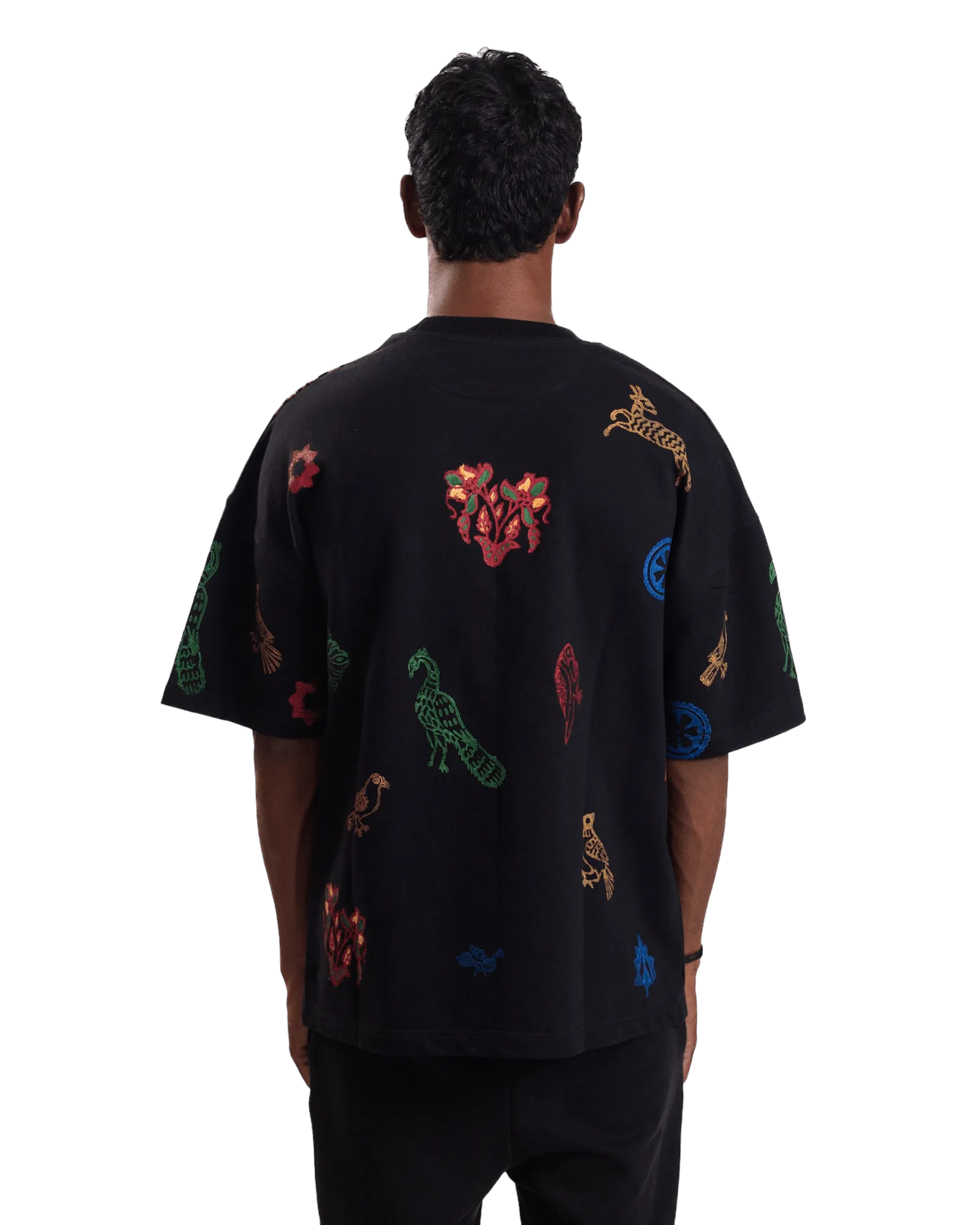 "HERITAGE HEART" BLOCK PRINTED BLACK T-SHIRT