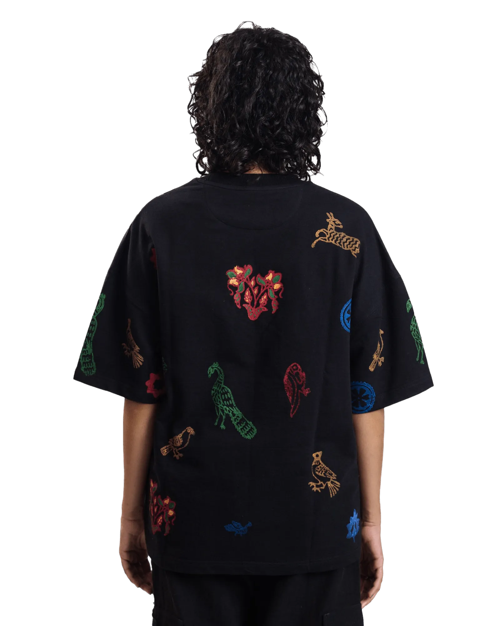 "HERITAGE HEART" BLOCK PRINTED BLACK T-SHIRT