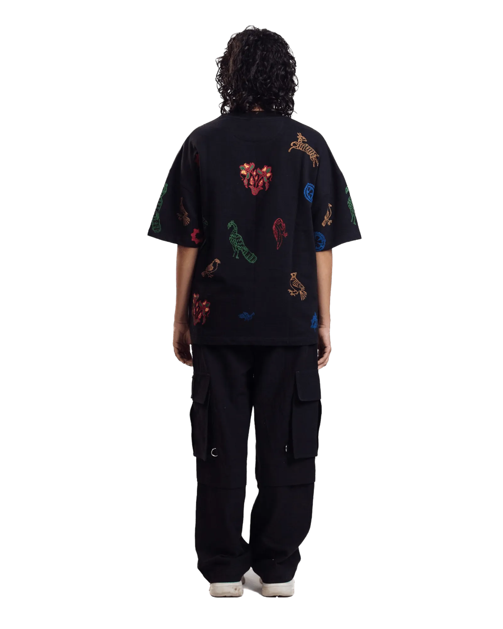 "HERITAGE HEART" BLOCK PRINTED BLACK T-SHIRT