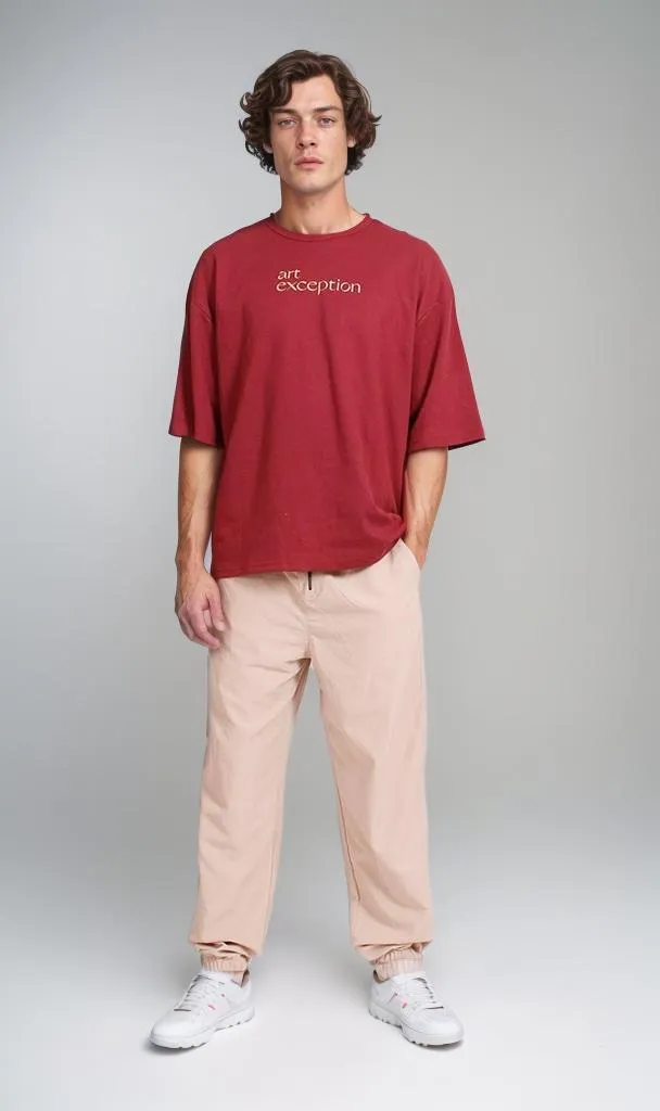 R206754 - Graphic Printed Oversized T-Shirt - Burgundy