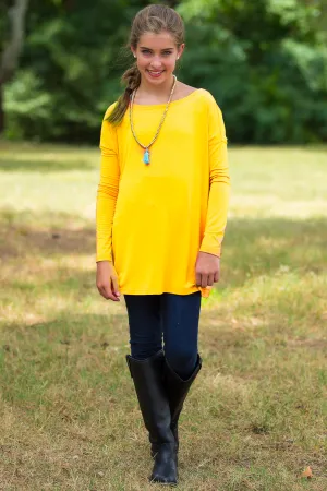 SALE-Long Sleeve Kids Piko Top - Buttercup
