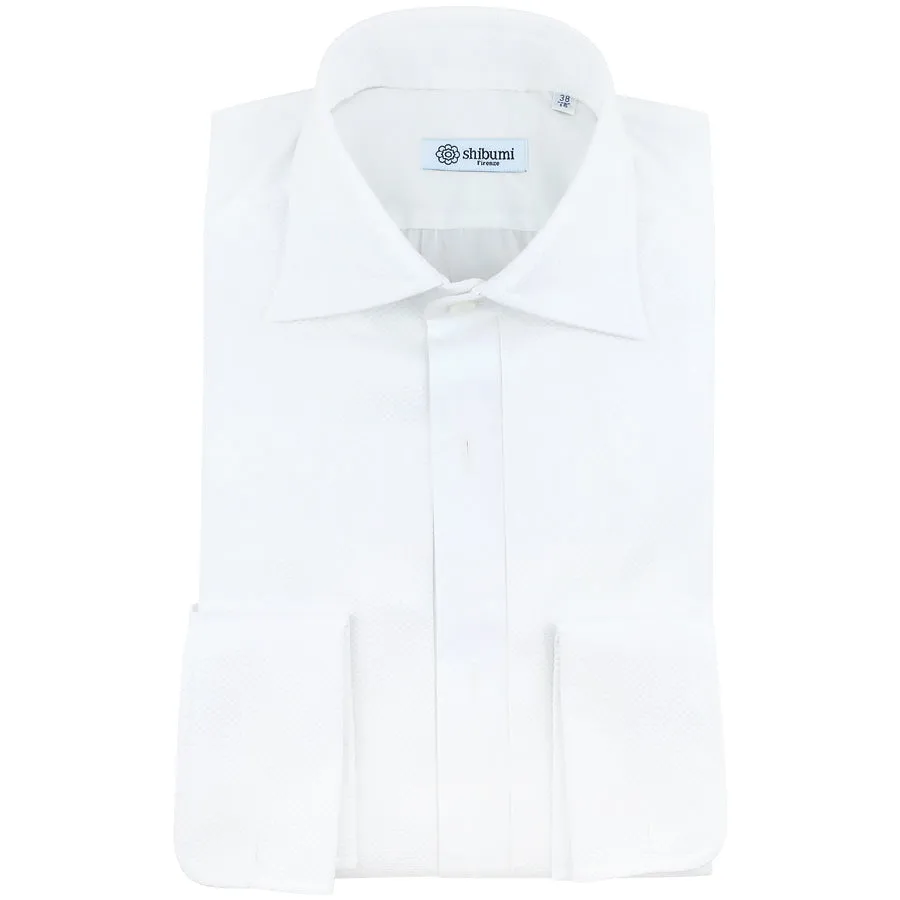 Smoking / Tuxedo Shirt - White - Marcella - Semi Spread